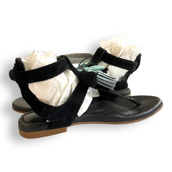 Ugg Lecia Black Suede Leather Tassel Ankle Wrap Gladiator Sandals - Picture 13 of 16